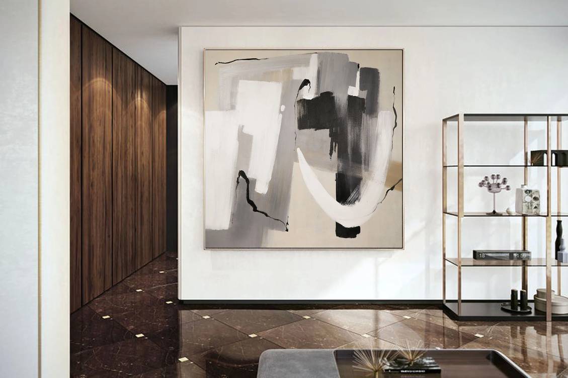 Gray White Modern You Abstract Canvas Wall Art 8W4V7 wall art